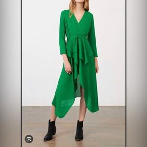 Maje Printed Satin Jacquard Dress - Green